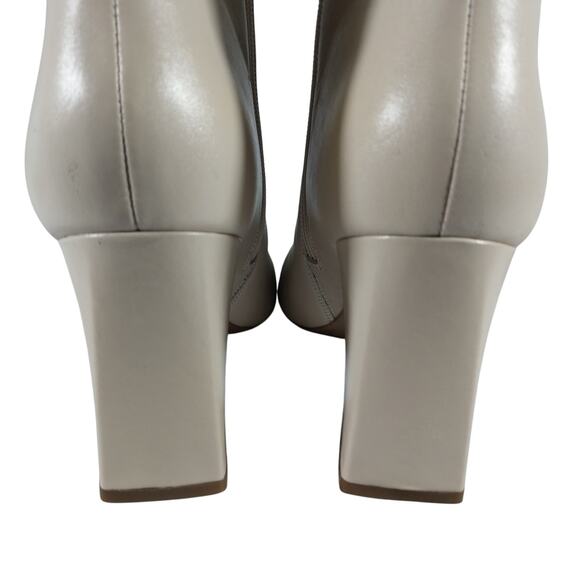 NWOT! MARC FISHER! CREAM BEIGE GENUINE LEATHER POINTY TIE ZIPPER BOOTS! SZ 10M - Picture 9 of 11